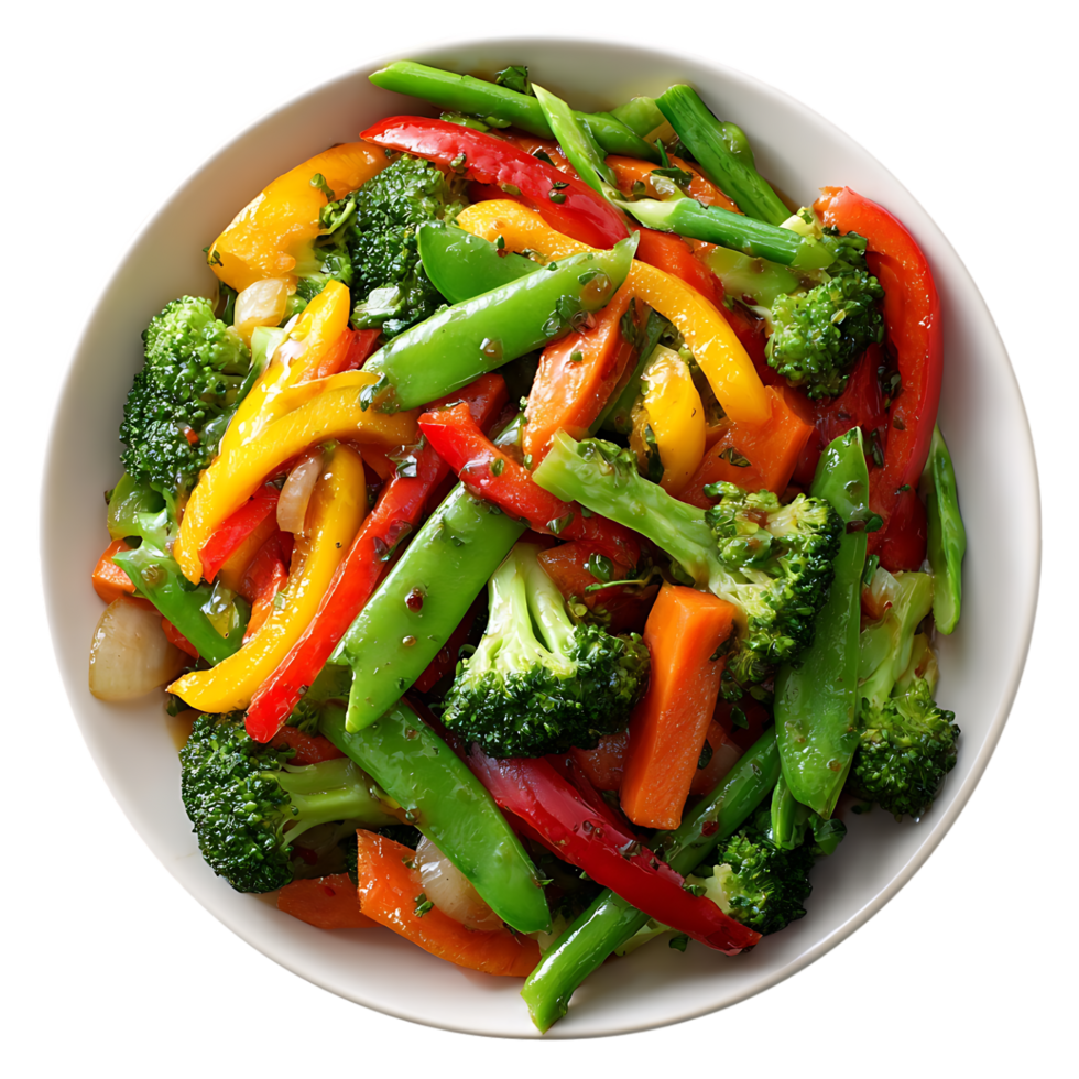 Colorful vegetable stir fry in a bowl a healthy and delicious meal png