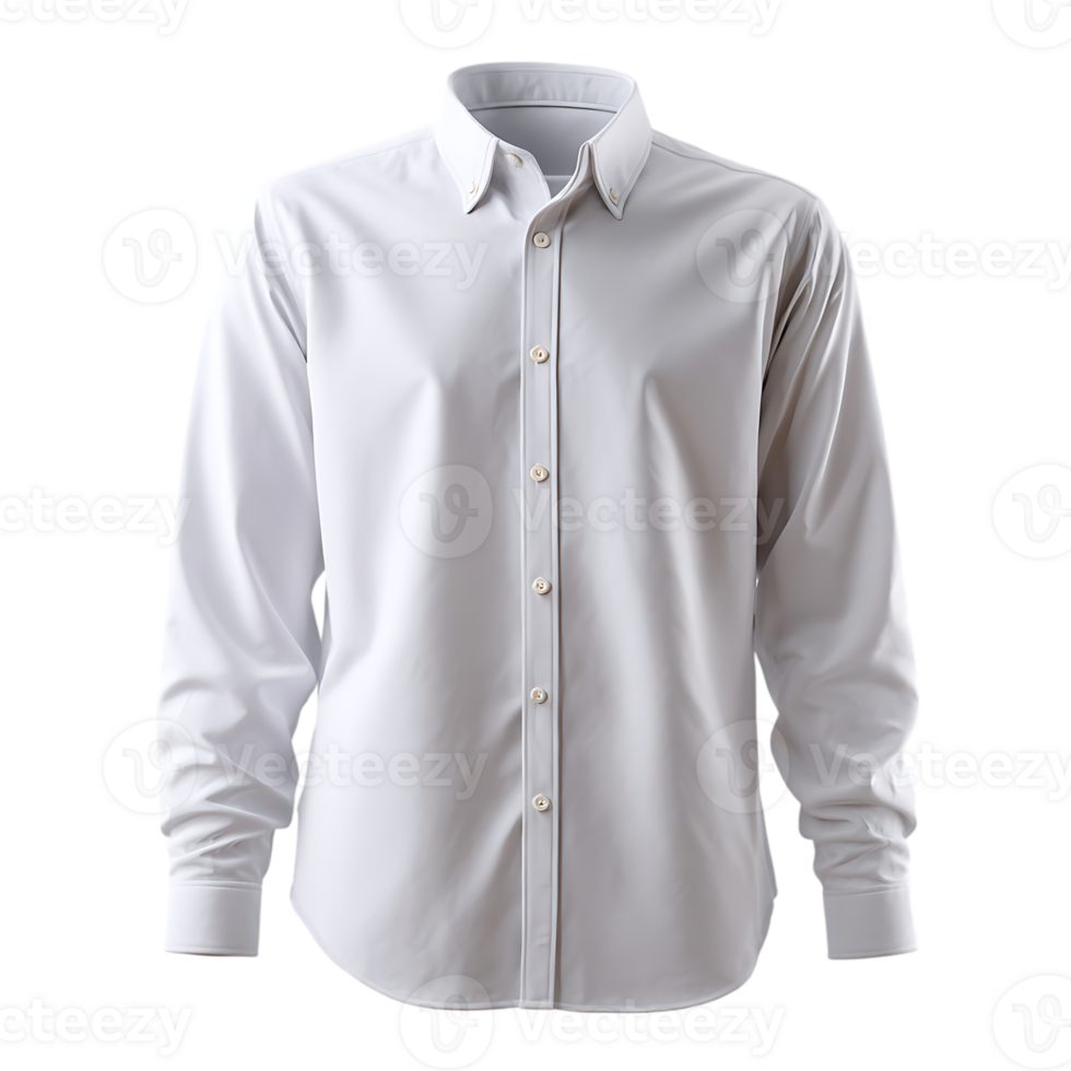 A crisp white long sleeve button down shirt shown png