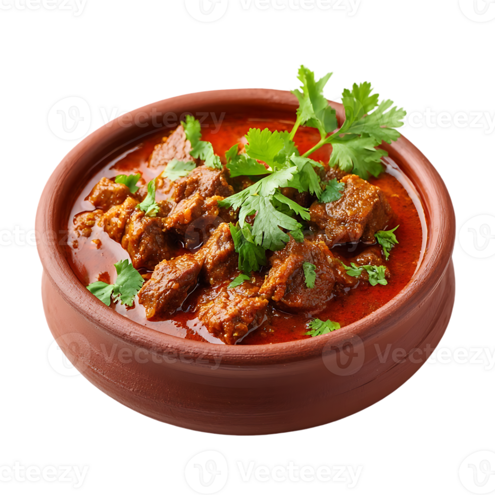 Delicious meat stew in a rustic bowl garnished with fresh herbs a flavorful culinary delight png