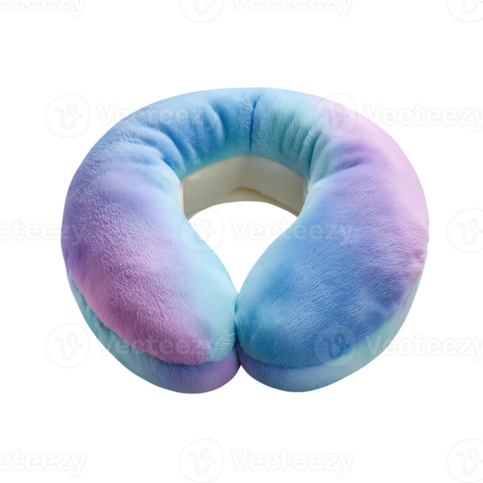 Soft pastel travel neck pillow fluffy comfortable neck support for sleeping png