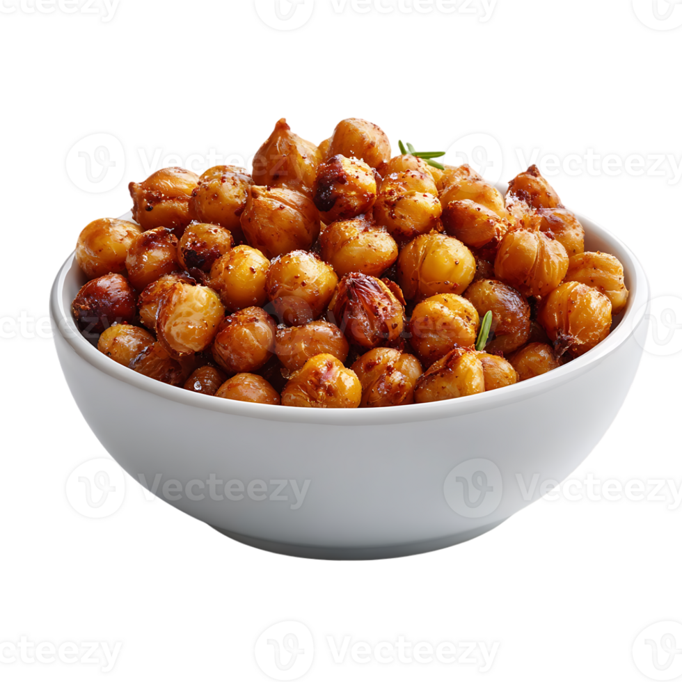 Roasted chickpeas in a white bowl a healthy snack option png