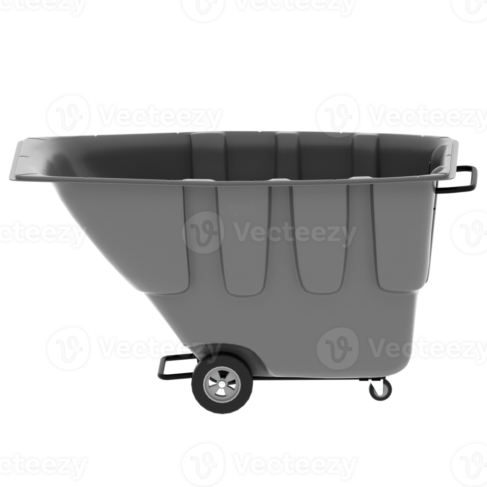 3d render plastic cart wheel gray utility with transparent background png