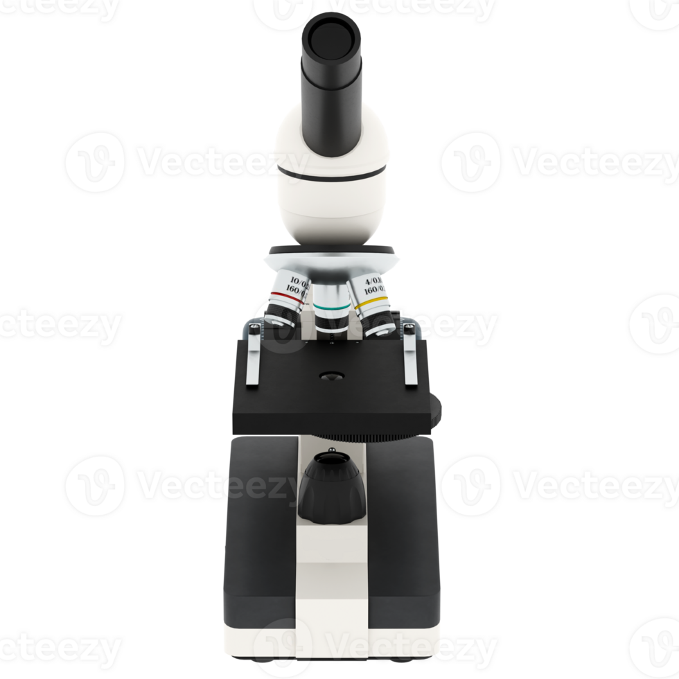 3d render microscope lab science tool with transparent background png