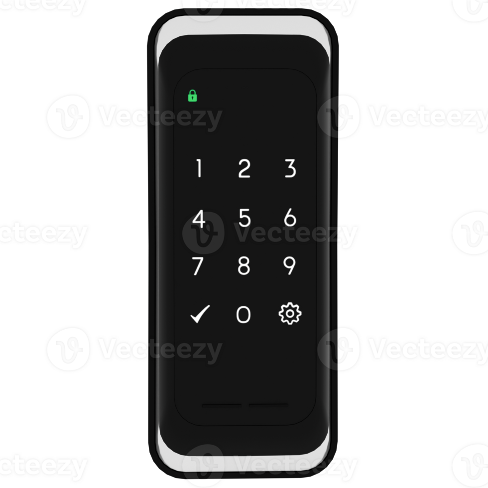 Render digital door lock keypad smart with transparent background png