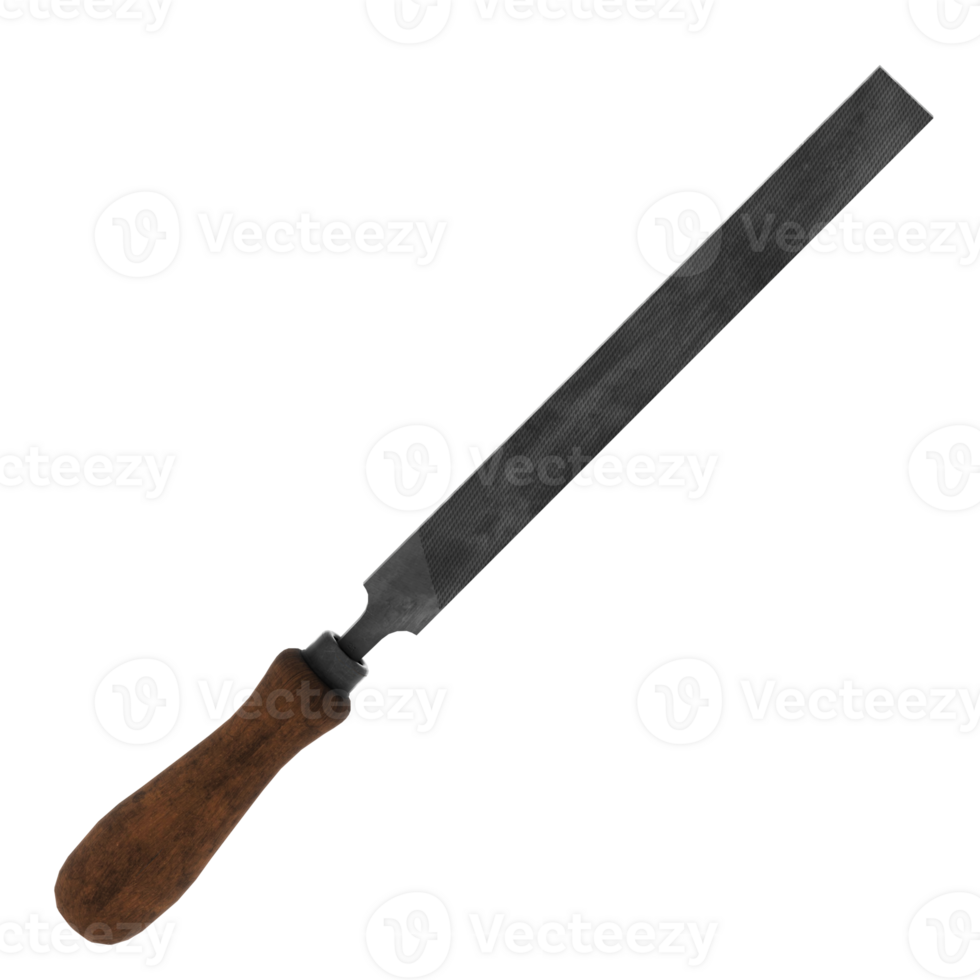 3d render metal file rasp woodworking tool with transparent background png