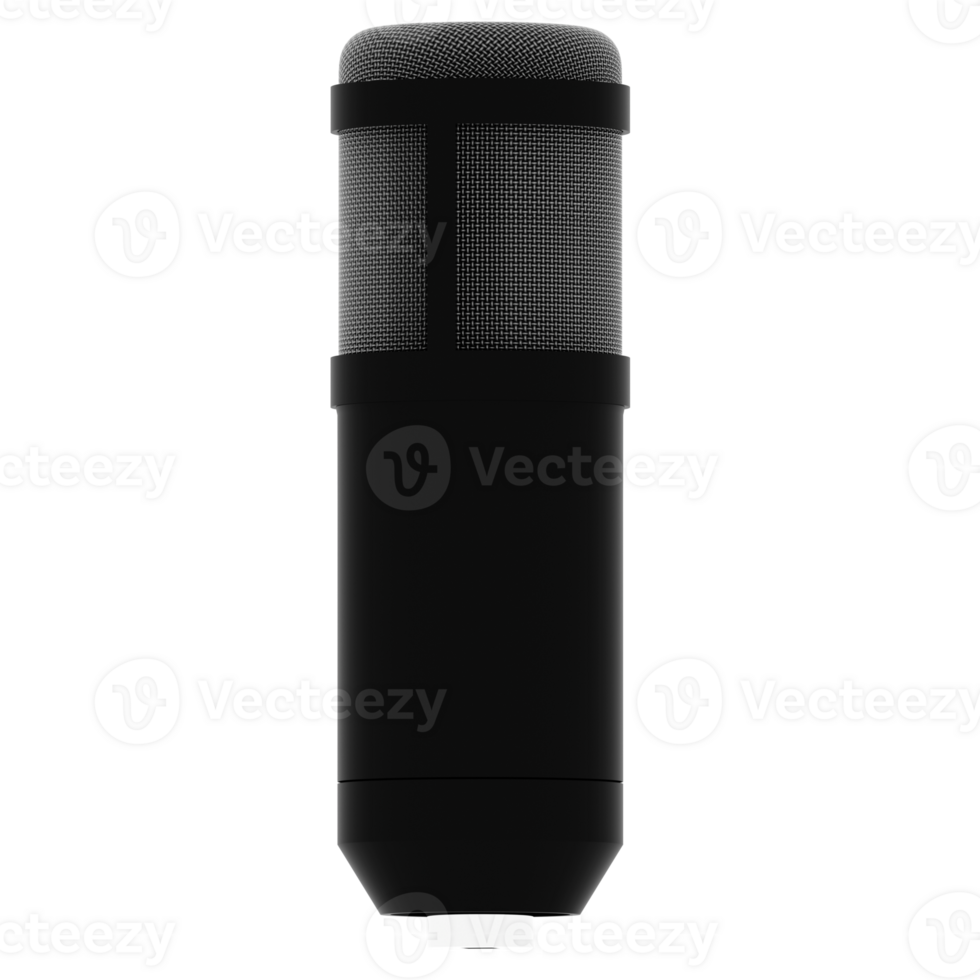 Render black studio microphone condenser with transparent background png