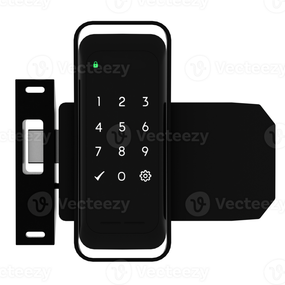3d render digital door lock keypad smart with transparent background png