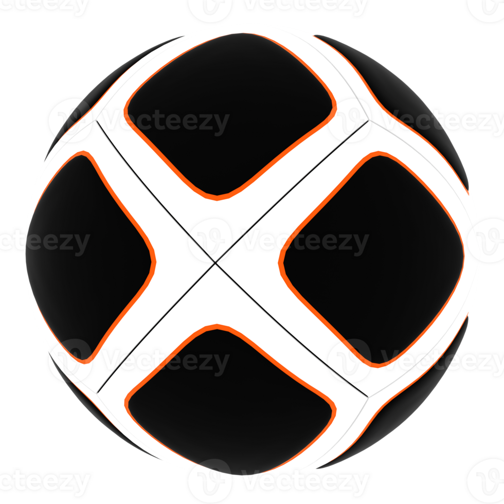 3d render soccer ball black white orange with transparent background png