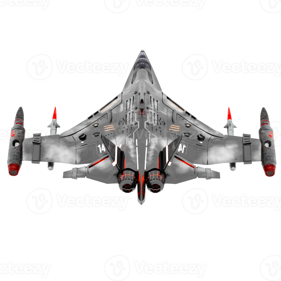 Sci fi fighter jet with transparent background png