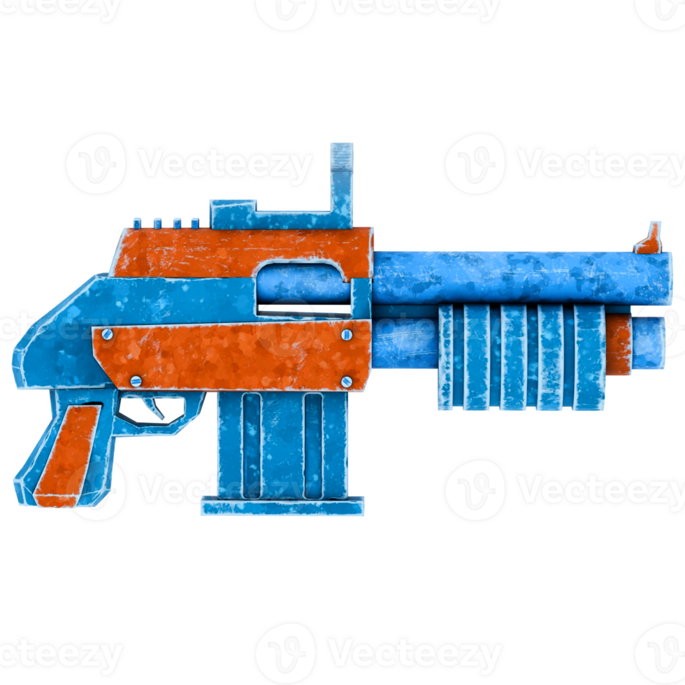 3d render sci fi blaster gun with transparent background png