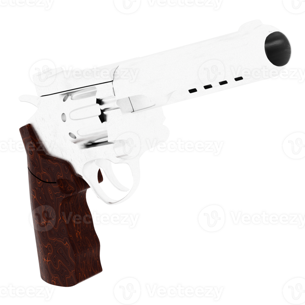 3d render futuristic revolver weapon with transparent background png