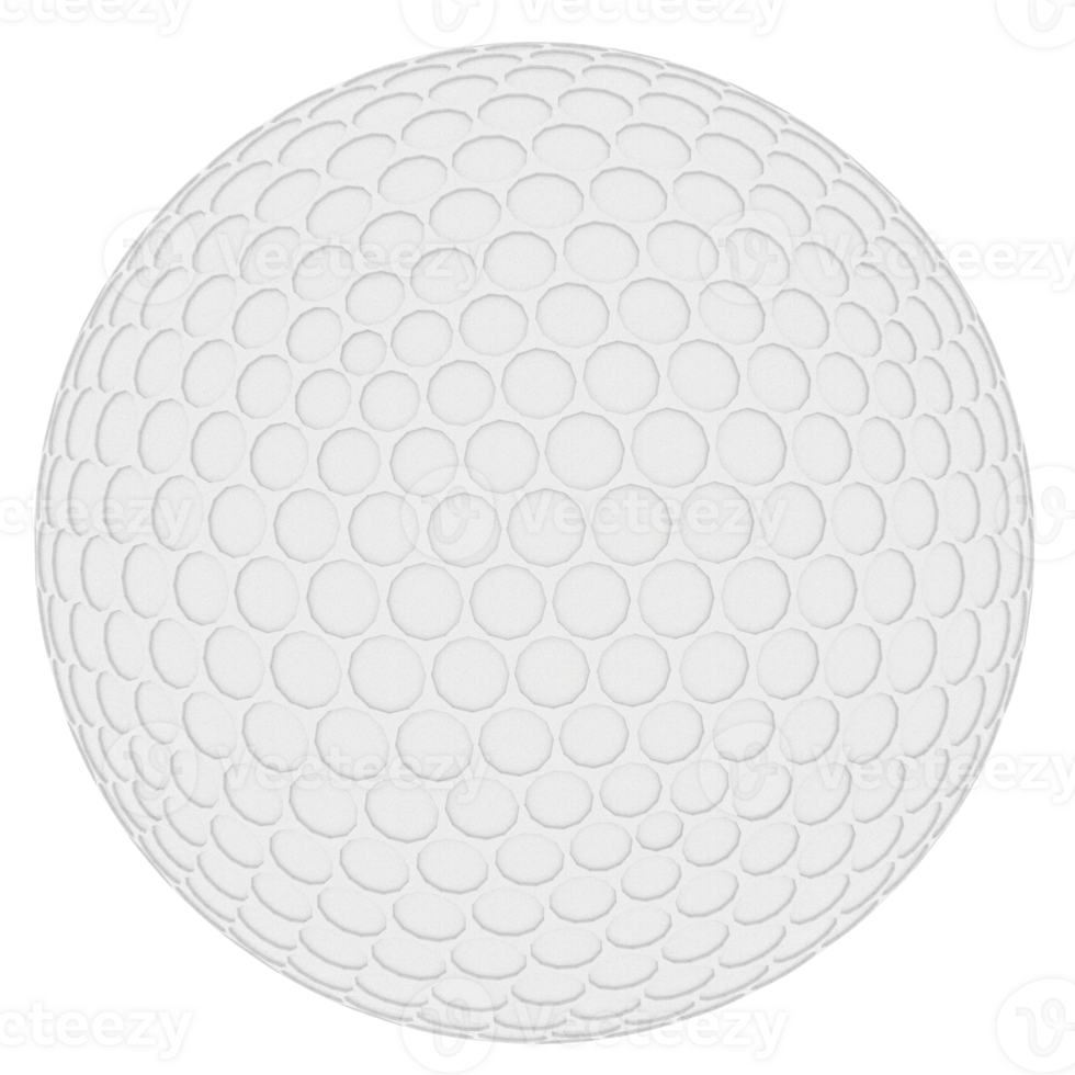 3d render white golf ball with transparent background png