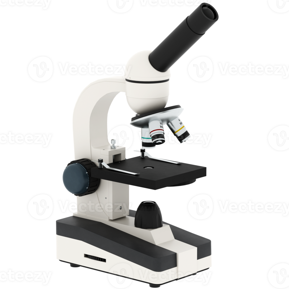 Render microscope lab science tool with transparent background png