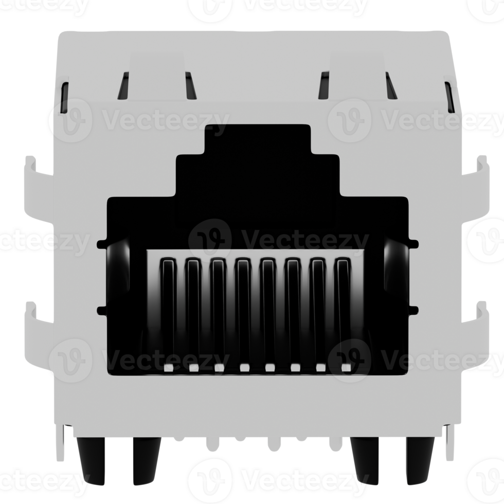 Render ethernet port network connector jack with transparent background png
