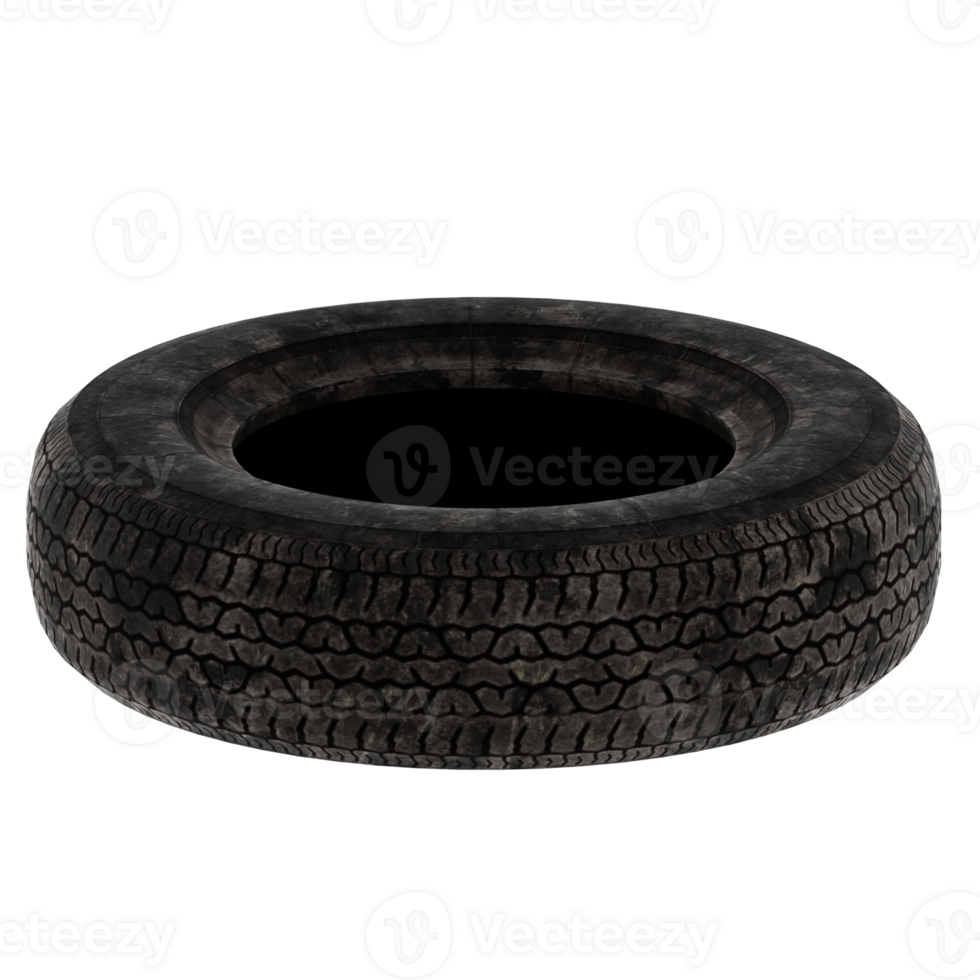 3d render car tire rubber wheel with transparent background png