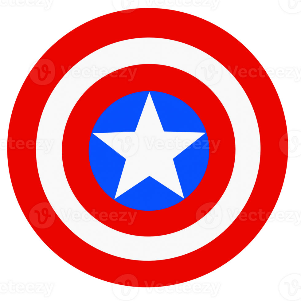 Render superhero shield red blue with transparent background png