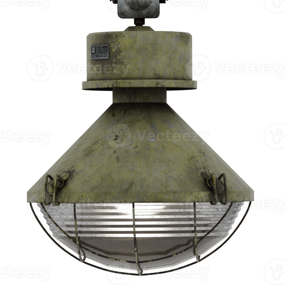 3d render industrial hanging ceiling lamp with transparent background png