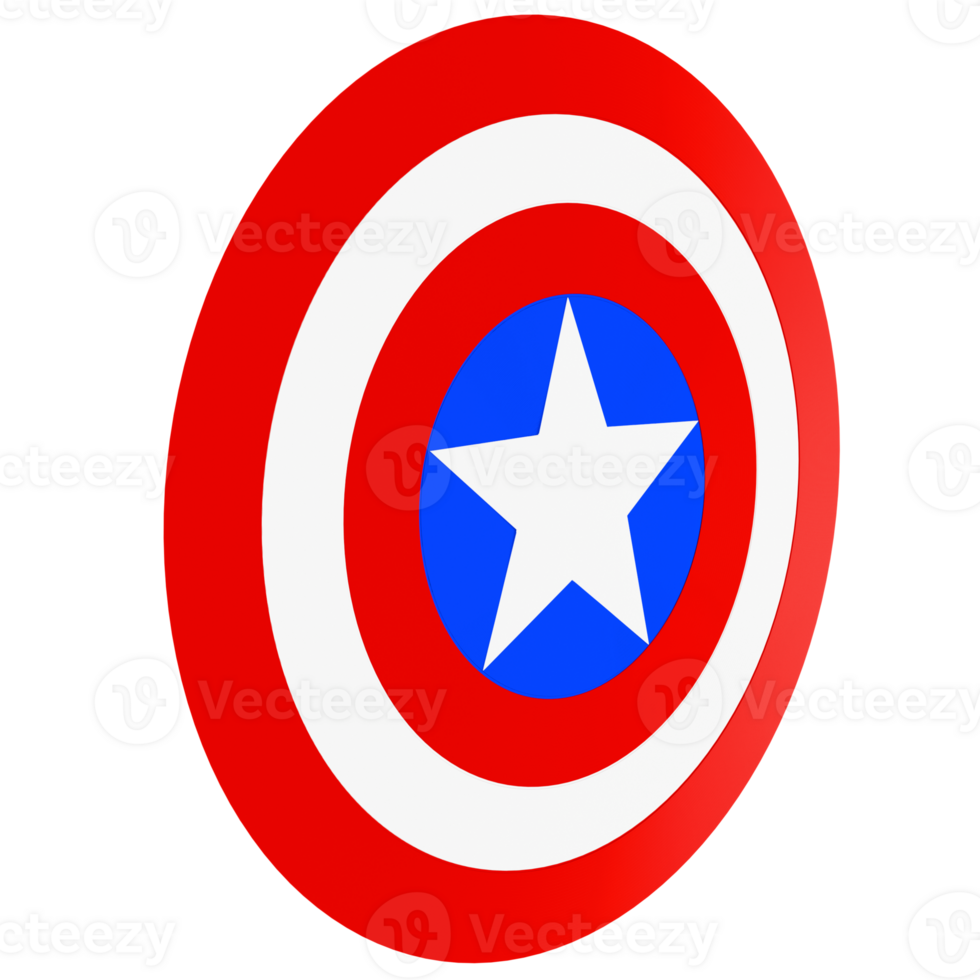 3d render superhero shield red blue with transparent background png