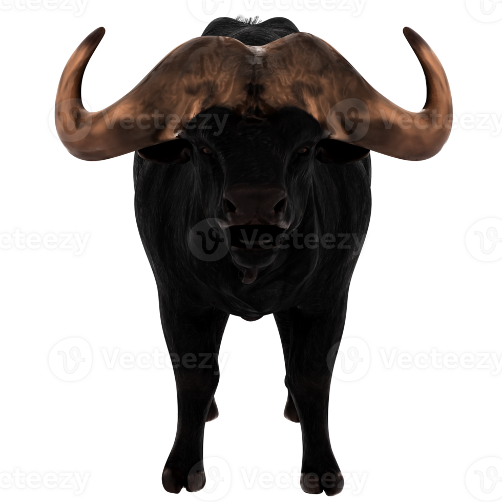 Render buffalo animal horn power strength with transparent background png