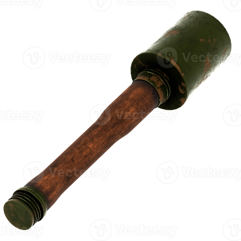 3d render stick hand grenade ww2 with transparent background png