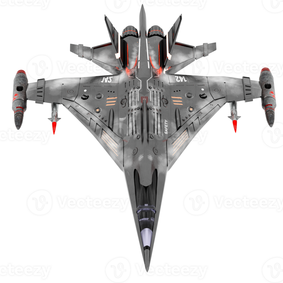 3d render sci fi fighter jet with transparent background png