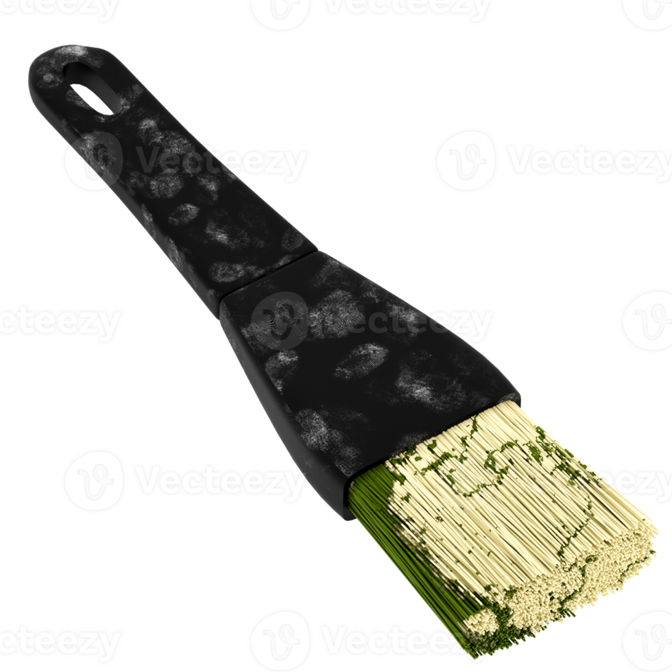 Render kitchen brush black bristles utensil with transparent background png
