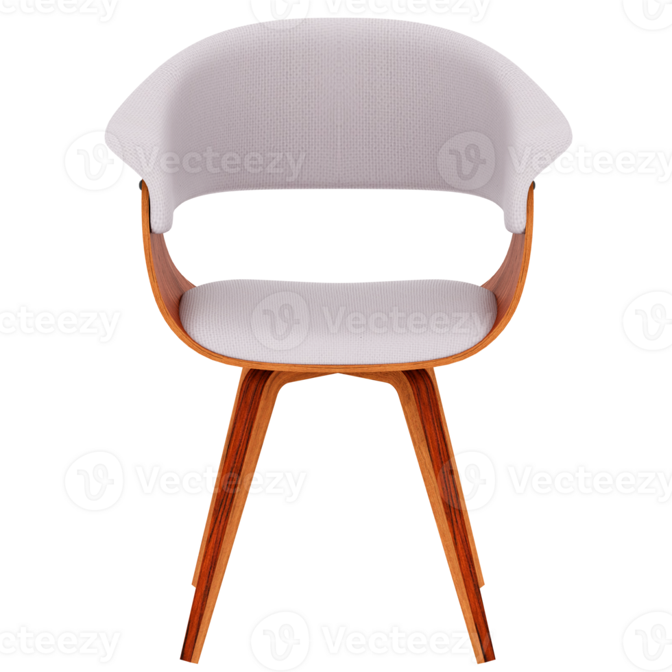 3d render modern wood chair design with transparent background png