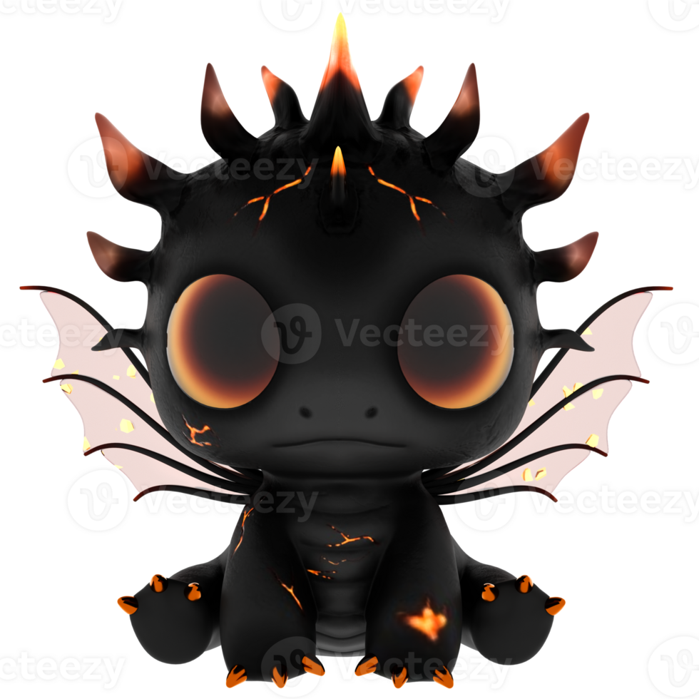 Render cute dragon lava style with transparent background png