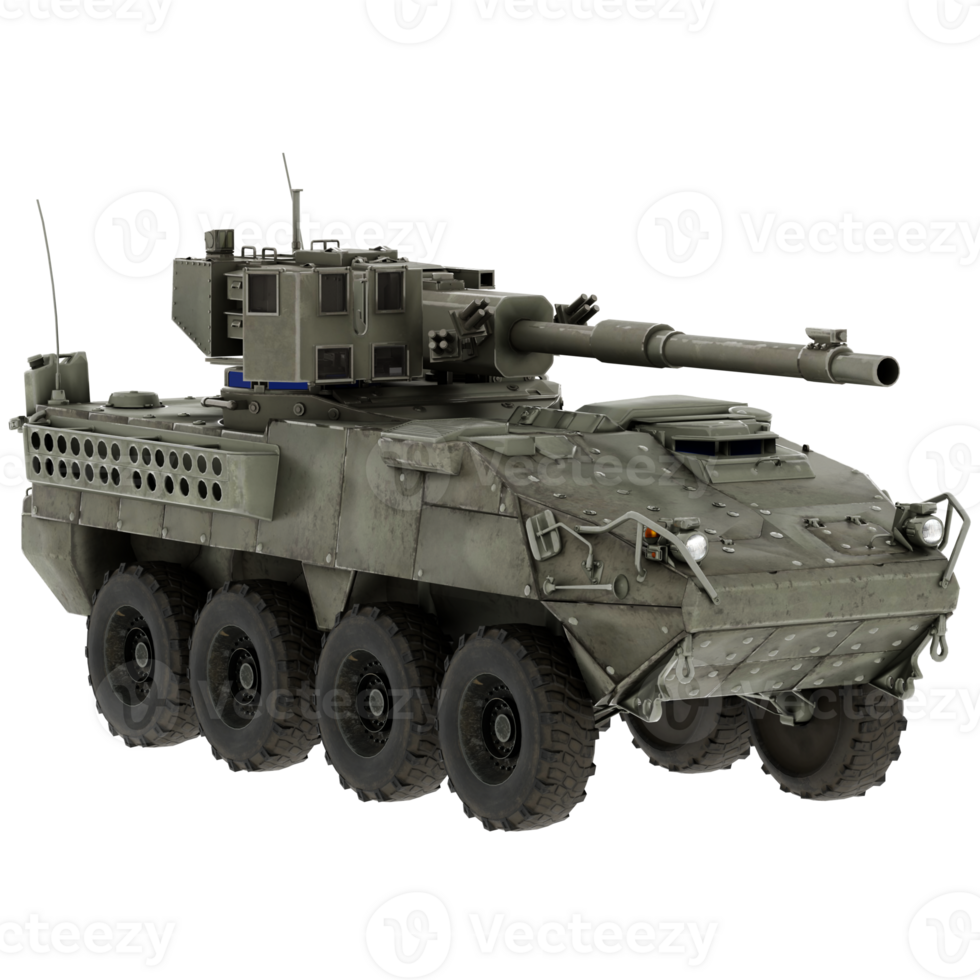 Render military tank armored vehicle war cannon with transparent background png