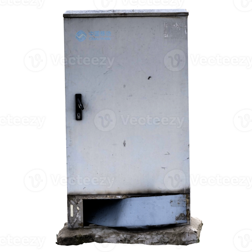 3d render outdoor telecom metal cabinet with transparent background png
