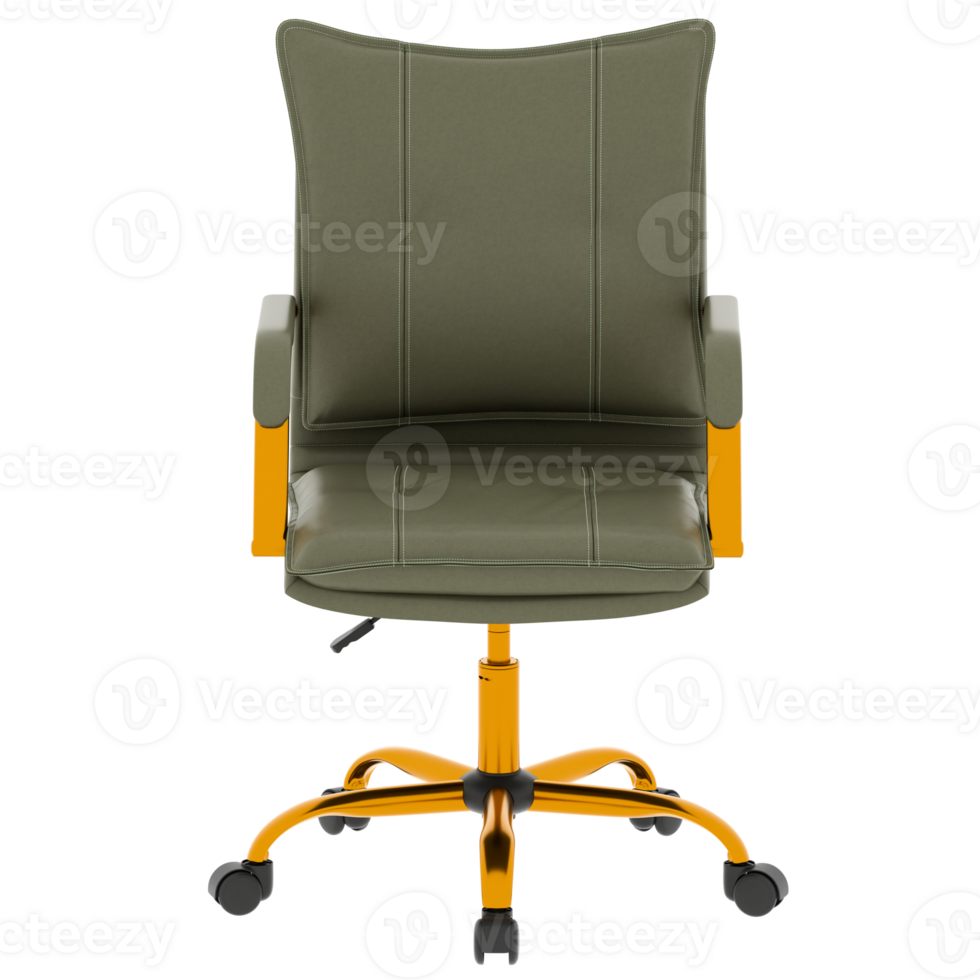 3d render green office chair yellow base with transparent background png