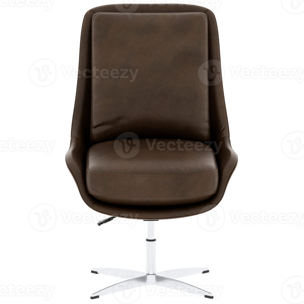 3d render brown leather lounge chair modern with transparent background png