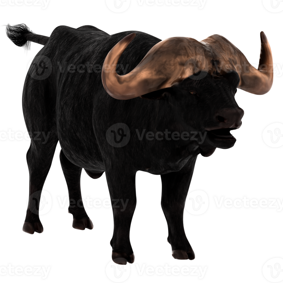 3d render buffalo animal horn power strength with transparent background png