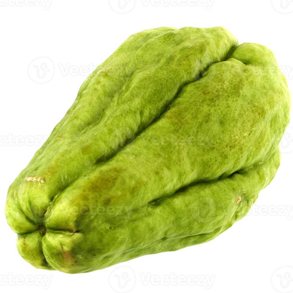 3d render green chayote fruit vegetable with transparent background png
