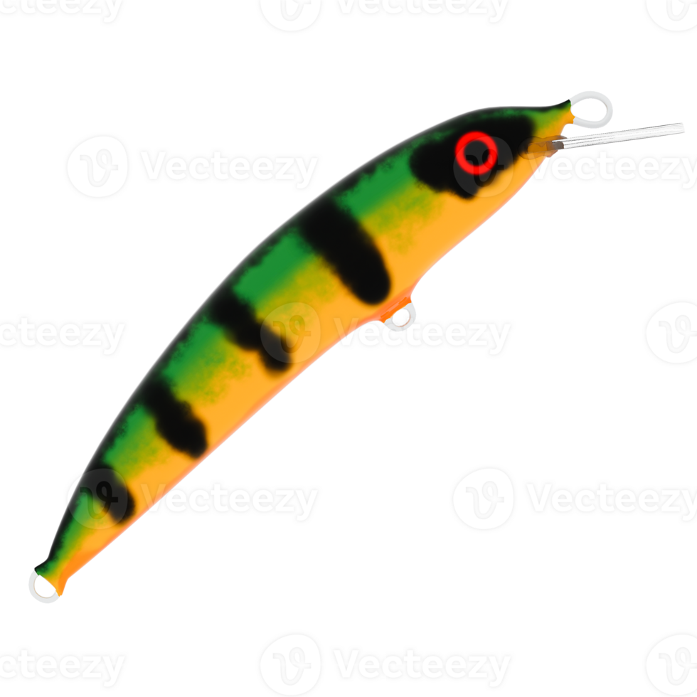 3d render fishing lure bait colorful striped hook with transparent background png