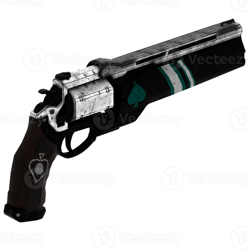 Render sci fi handgun black metal spade with transparent background png