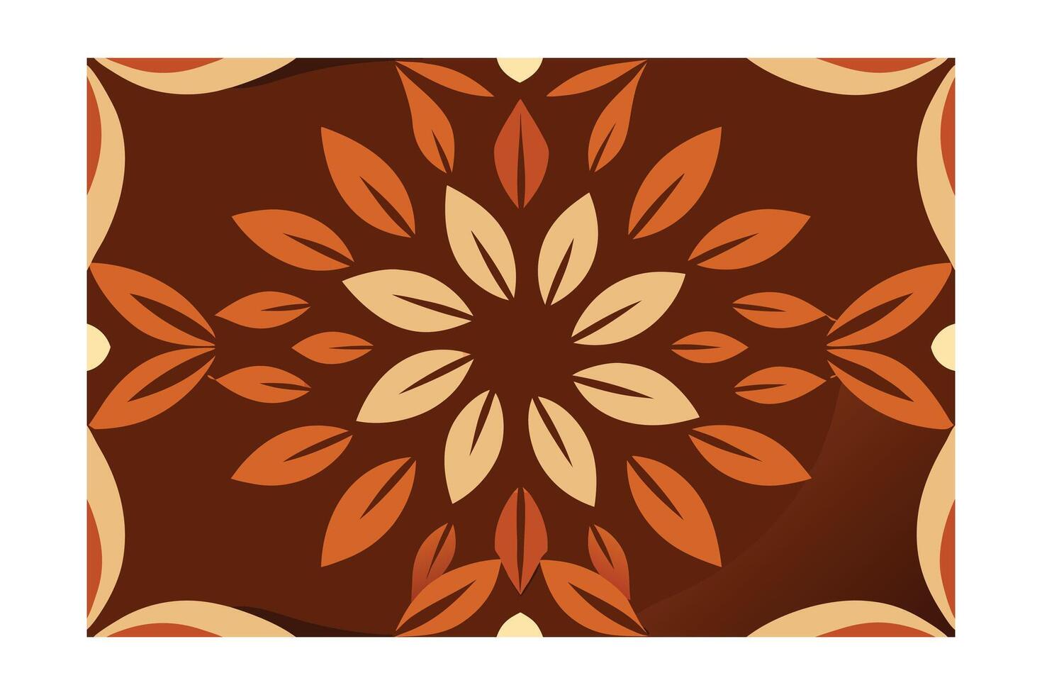Brown orange abstract floral pattern with leaf shapes nature vector
