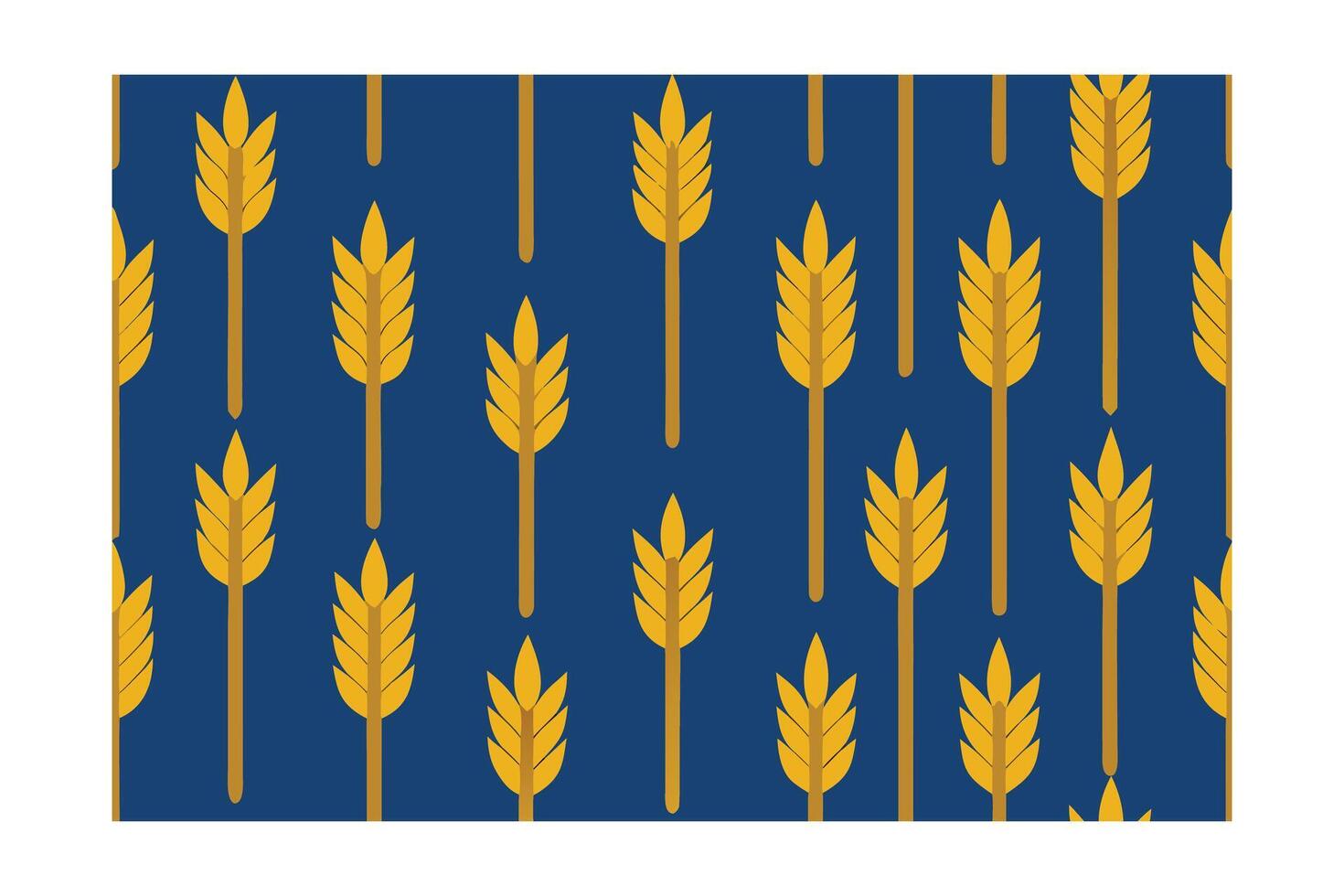 Golden wheat stalks pattern on a deep blue seamless grain yellow vector