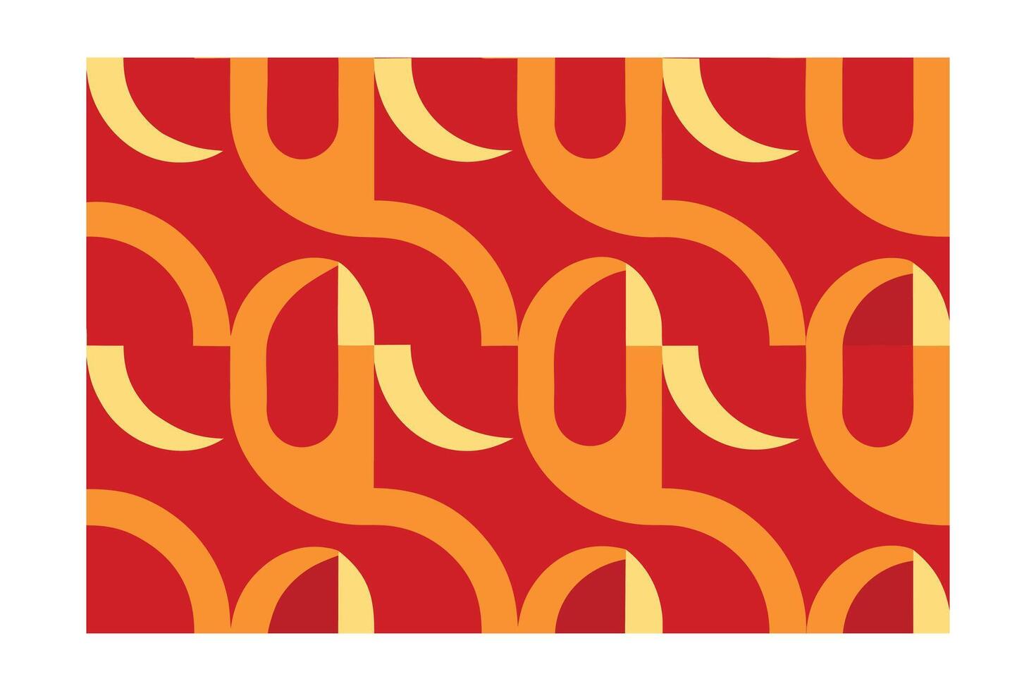 Red orange yellow abstract geometric pattern with curved shapes vector
