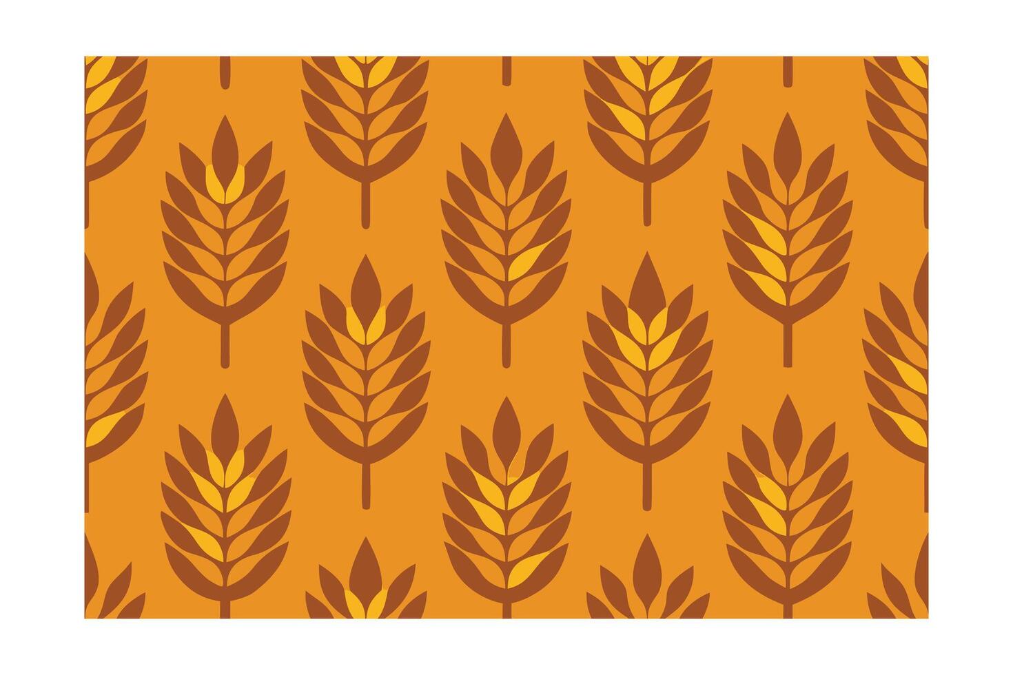Seamless pattern stylized wheat stalks in warm orange brown tones grain cereal vector