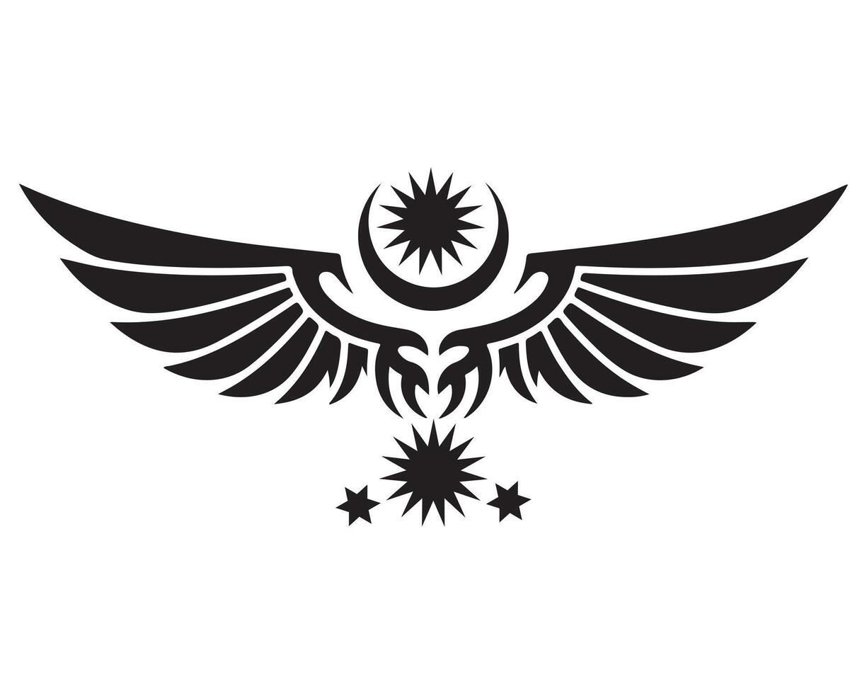 Black Winged Crest with Star and Crescent on White vector