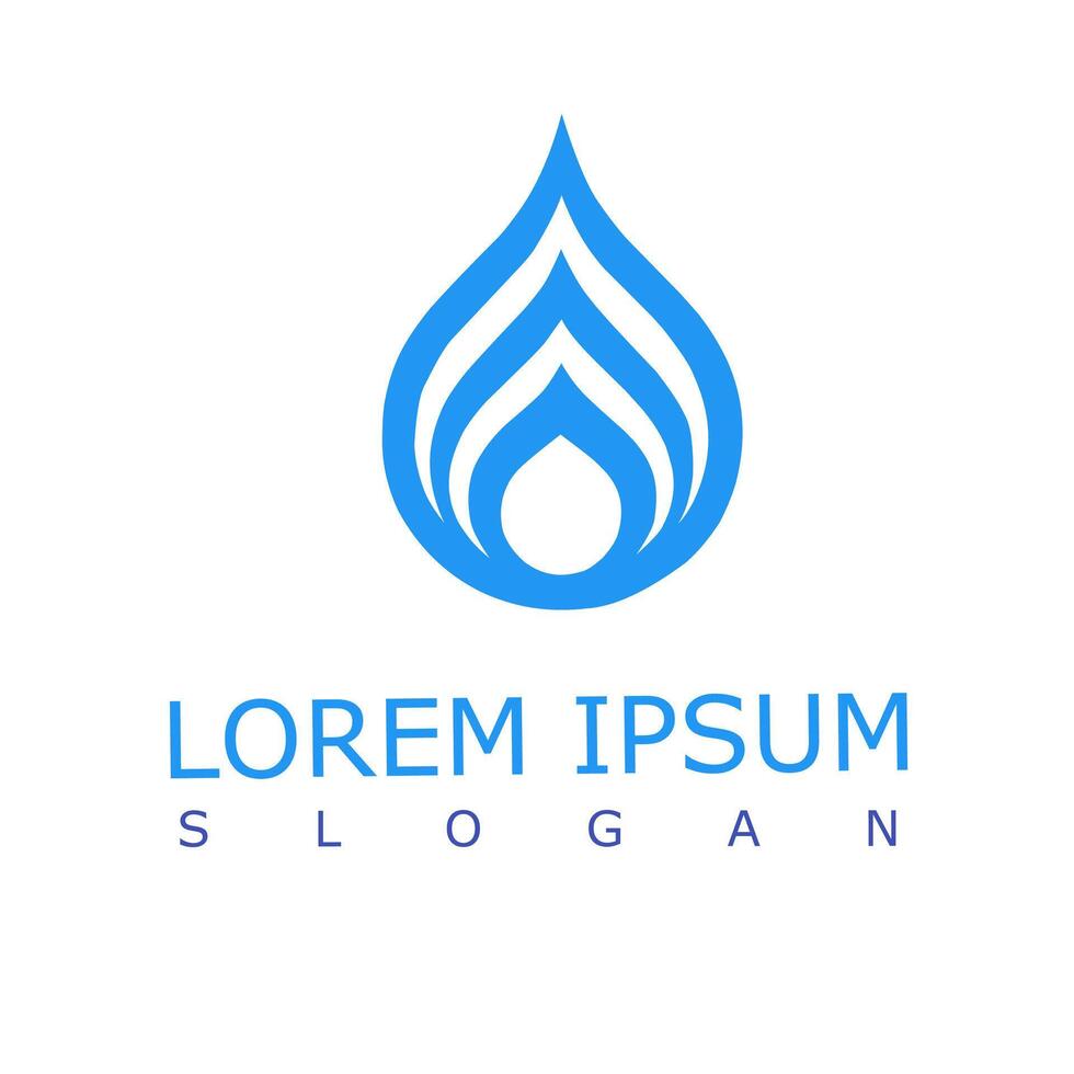 Minimalist blue water droplet logo with abstract flame-like shapes, suitable for eco, water, or energy related brands vector