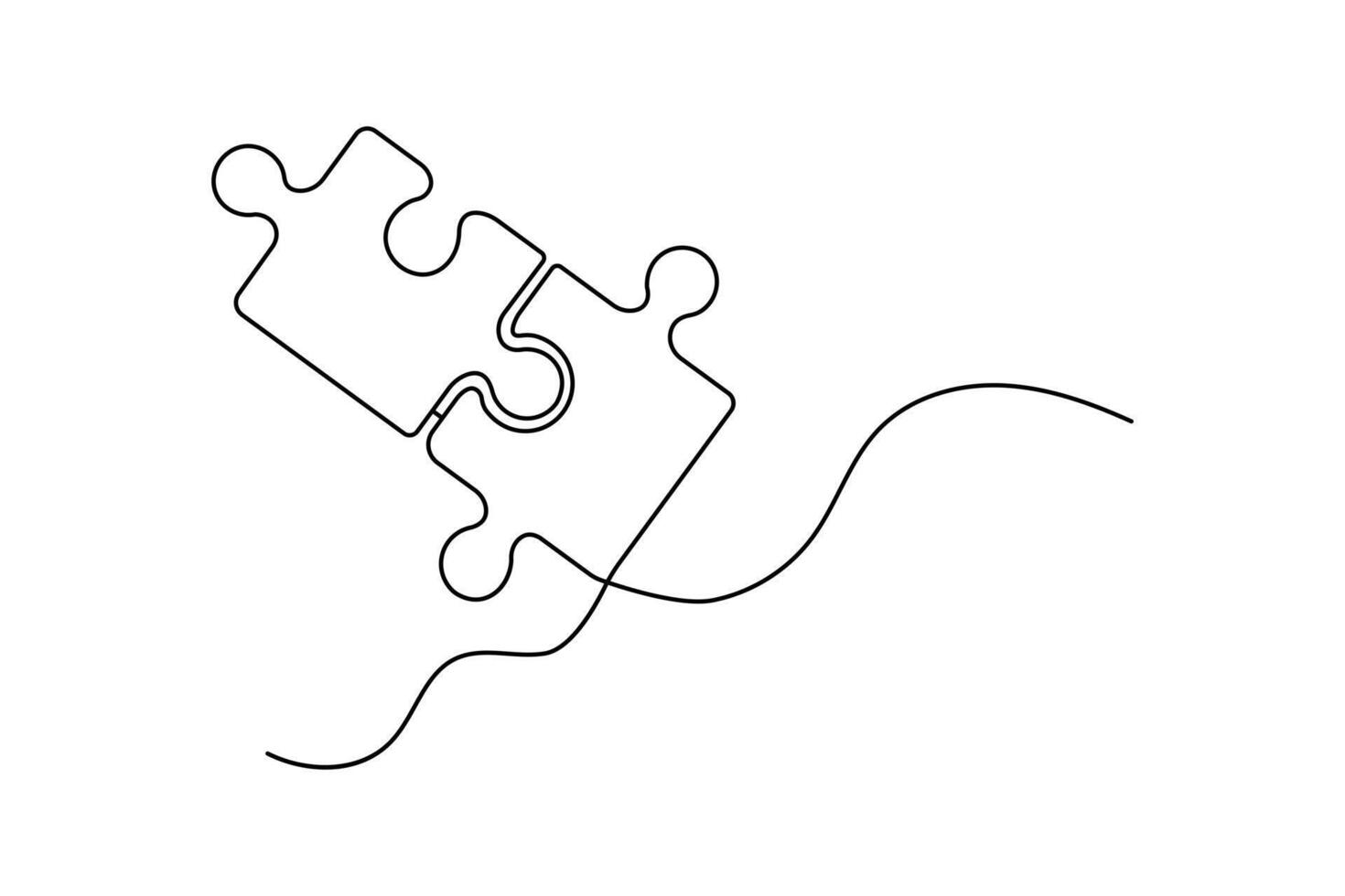 Minimal puzzle icon in continuous single line art with clean outline and simple design vector