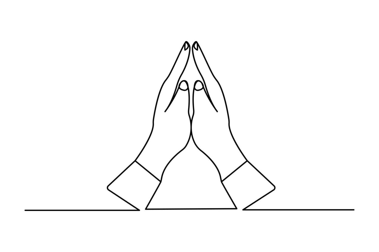 Minimalist one line prayer drawing with isolated outline in a continuous sketch style vector