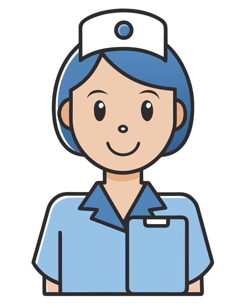 A cartoon nurse with a blue cap and blue shirt vector