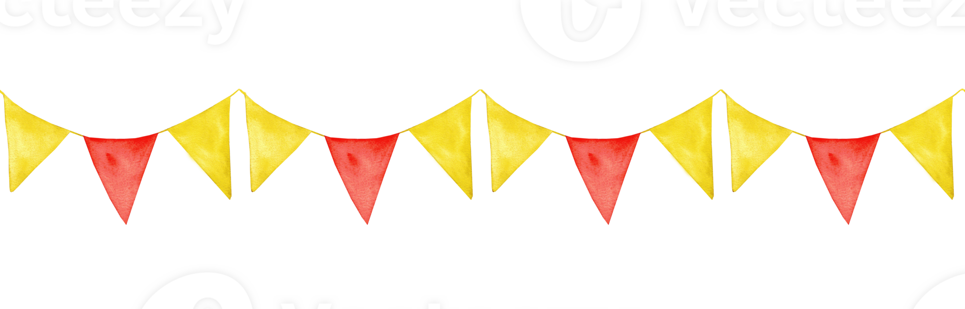 Seamles pattern. Festive red and yellow flag border for party decorations and celebrations. Start of school year. Back to school. Watercolor illustration. Isolated. Children birthday png
