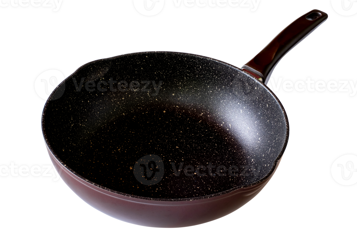 Red frying pan with a non stick teflon coating isolated on transparent background. Ideal for kitchenware ads, cookware catalogs, product packaging, and cooking related designs, png