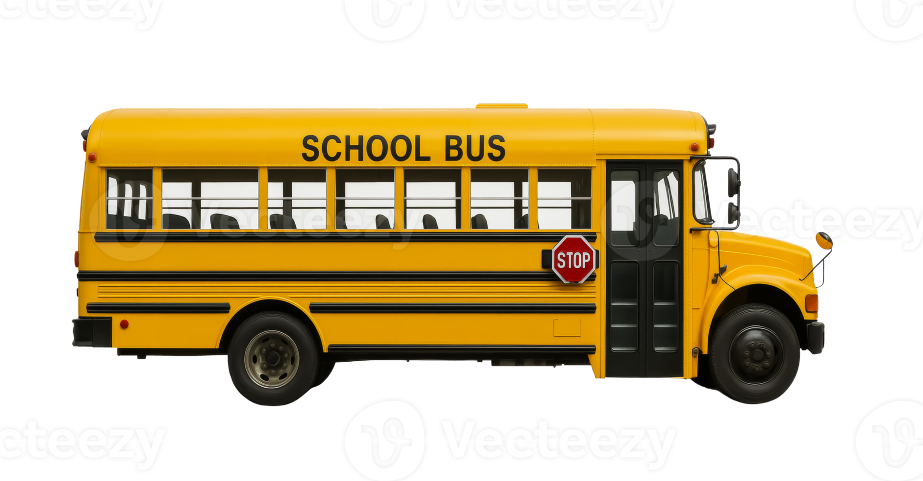 Classic yellow school bus isolated on transparent background png