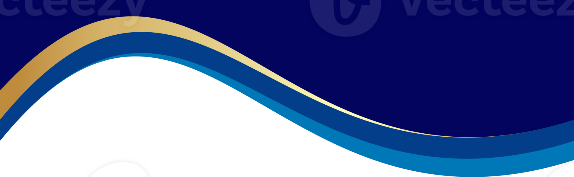 Border shape for banner design. Blue header section with golden line. Abstract bottom for web page. Curved divider. Wavy horizontal separator template png