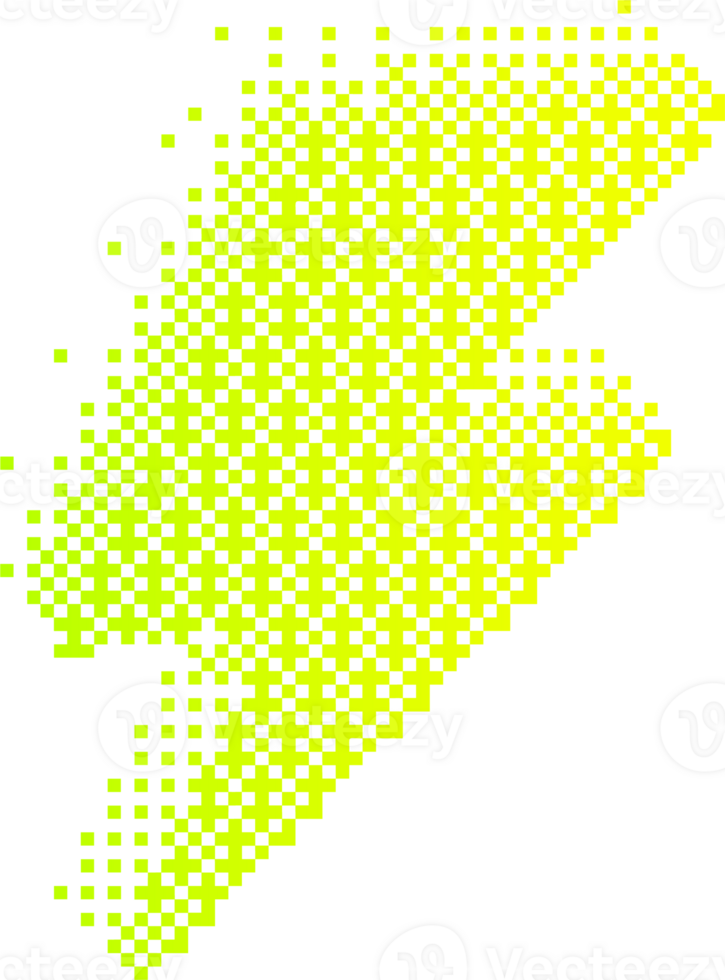 pixel patroon flash vorm geven aan. getextureerde bliksem met bitmap y2k dither verloop. retro met oud computer spel grafisch effect. halftone illustratie png